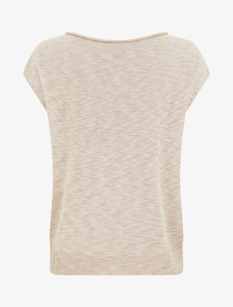 Top fin en maille - Beige