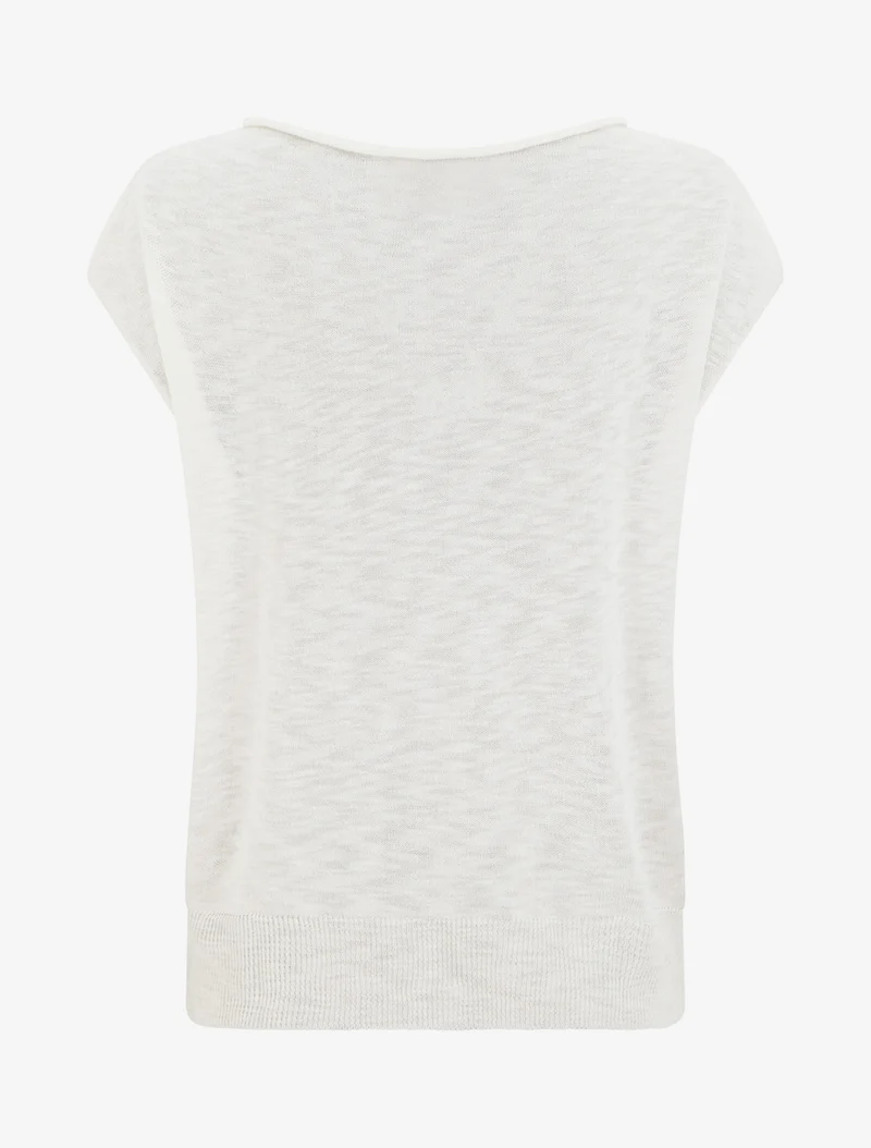 Top fin en maille - Blanc
