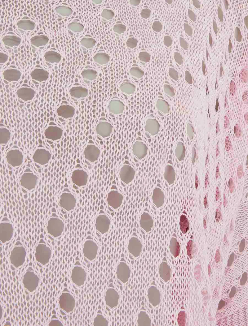 Top uni ajouré en maille - Rose