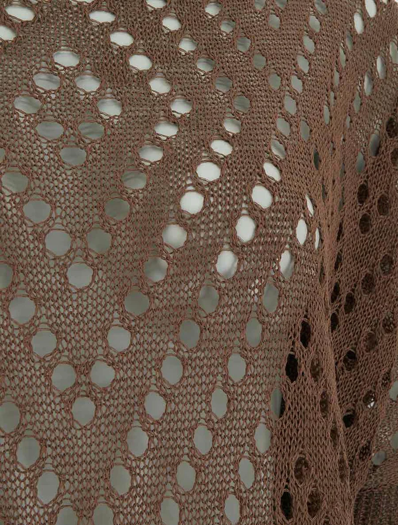 Top uni ajouré en maille - Marron