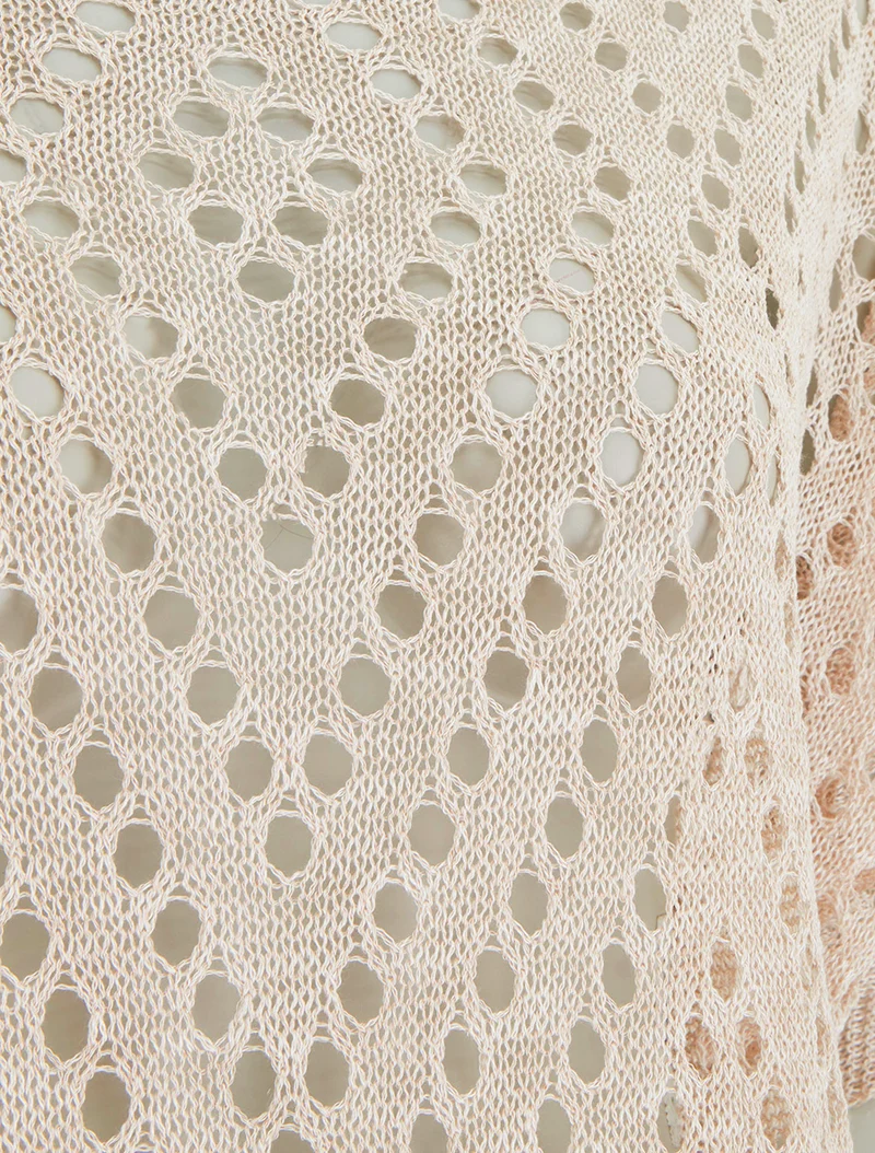 Top uni ajouré en maille - Beige