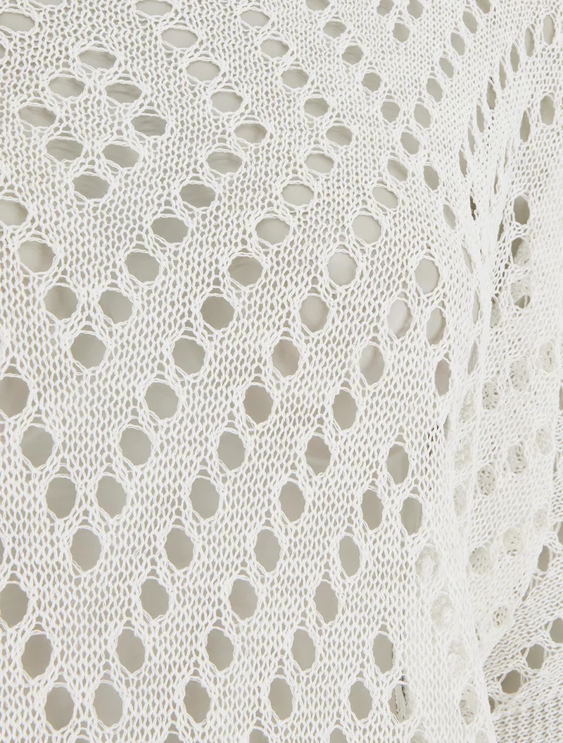 Top uni ajouré en maille - Blanc