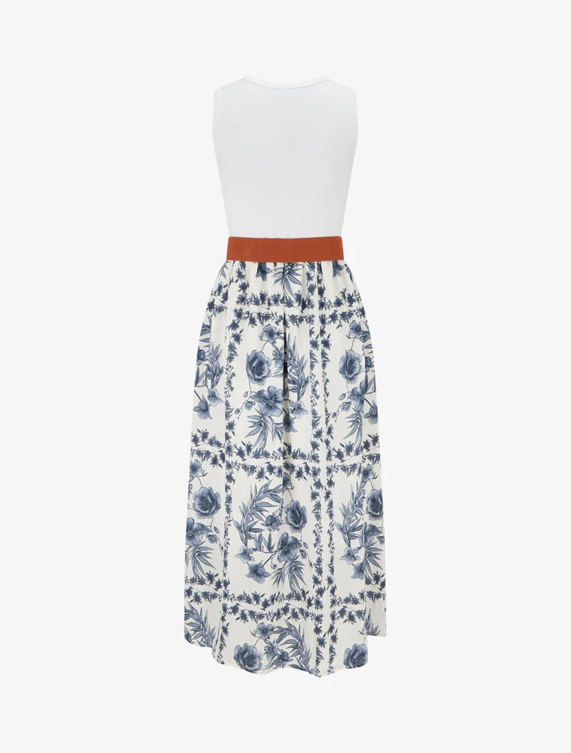 Robe imprimé floral à poches - Bleu