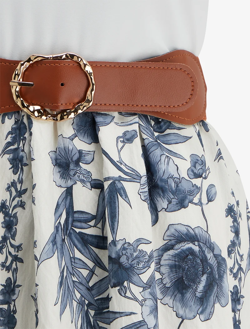 Robe imprimé floral à poches - Bleu