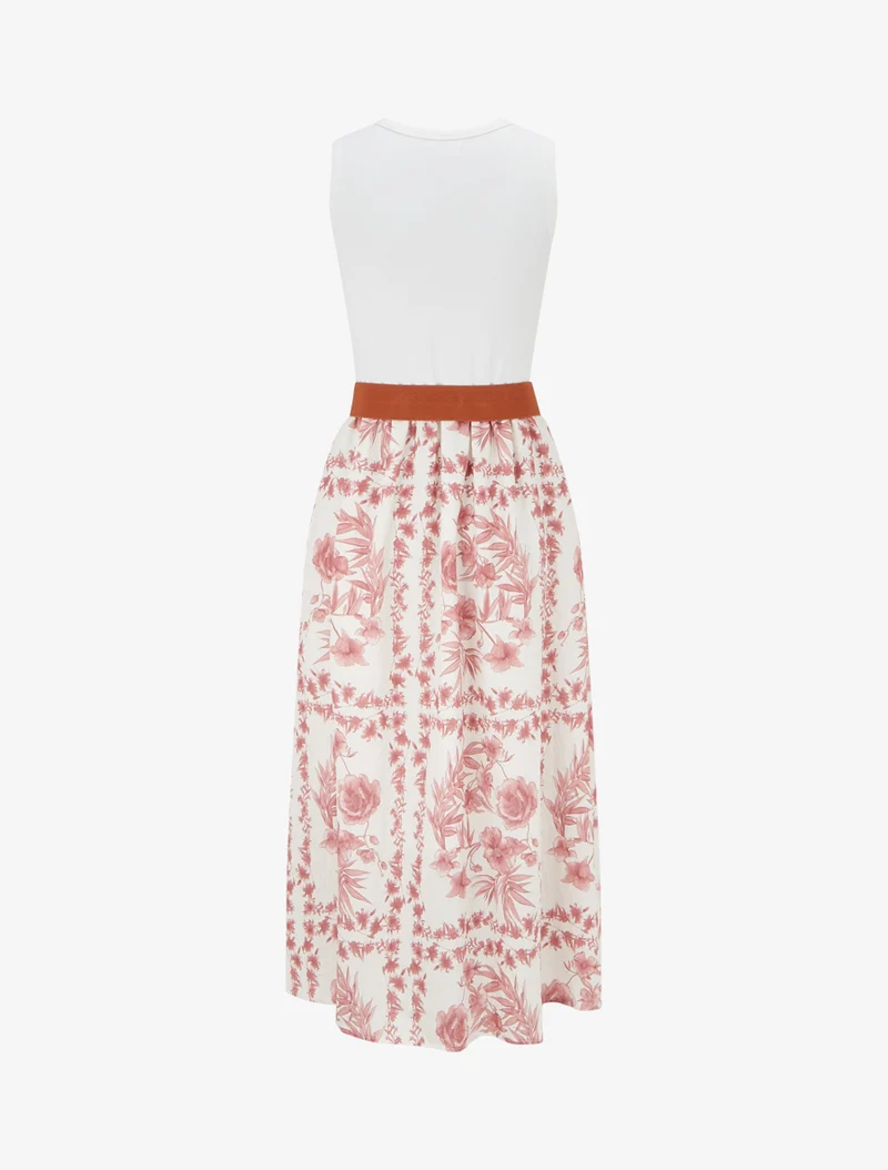 Robe imprimé floral à poches - Vieux rose