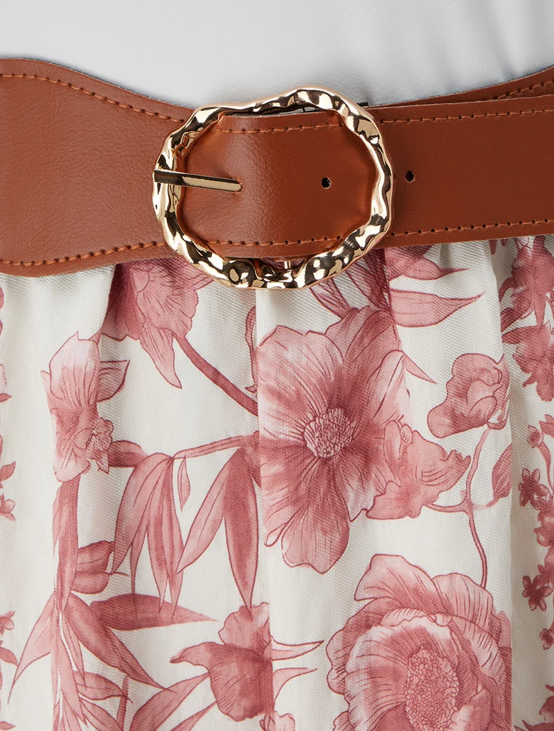 Robe imprimé floral à poches - Vieux rose
