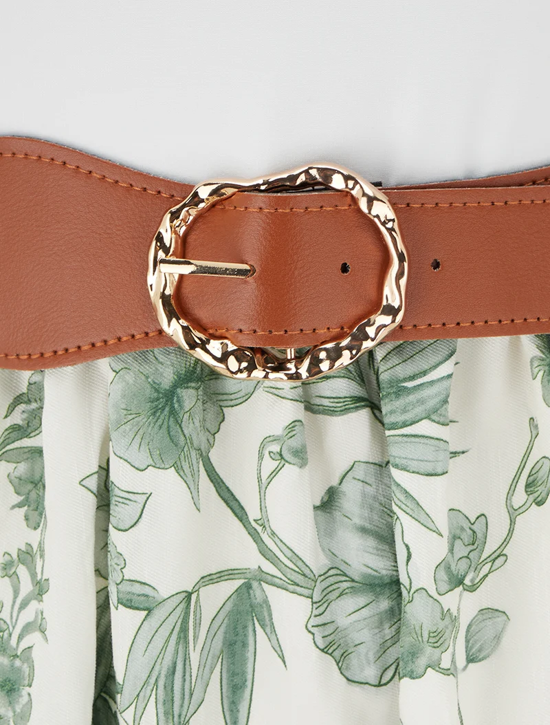 Robe imprimé floral à poches - Vert