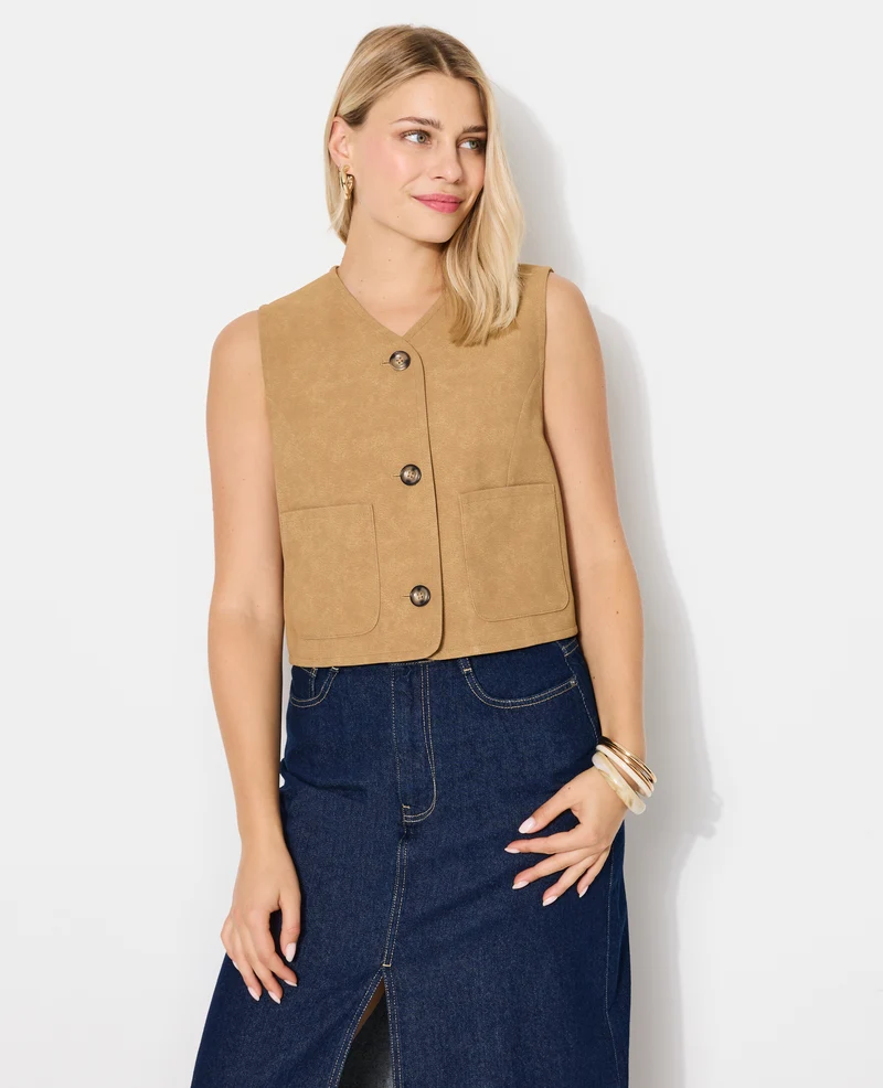 Veste sans manches en suédine