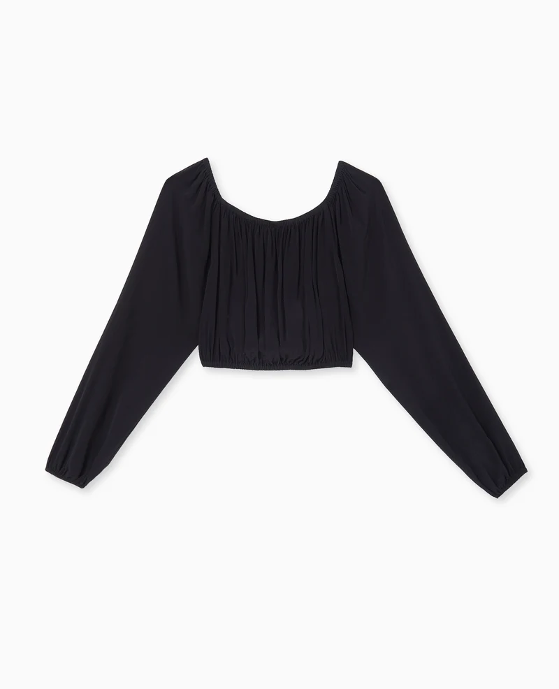 Blouse courte encolure Bardot