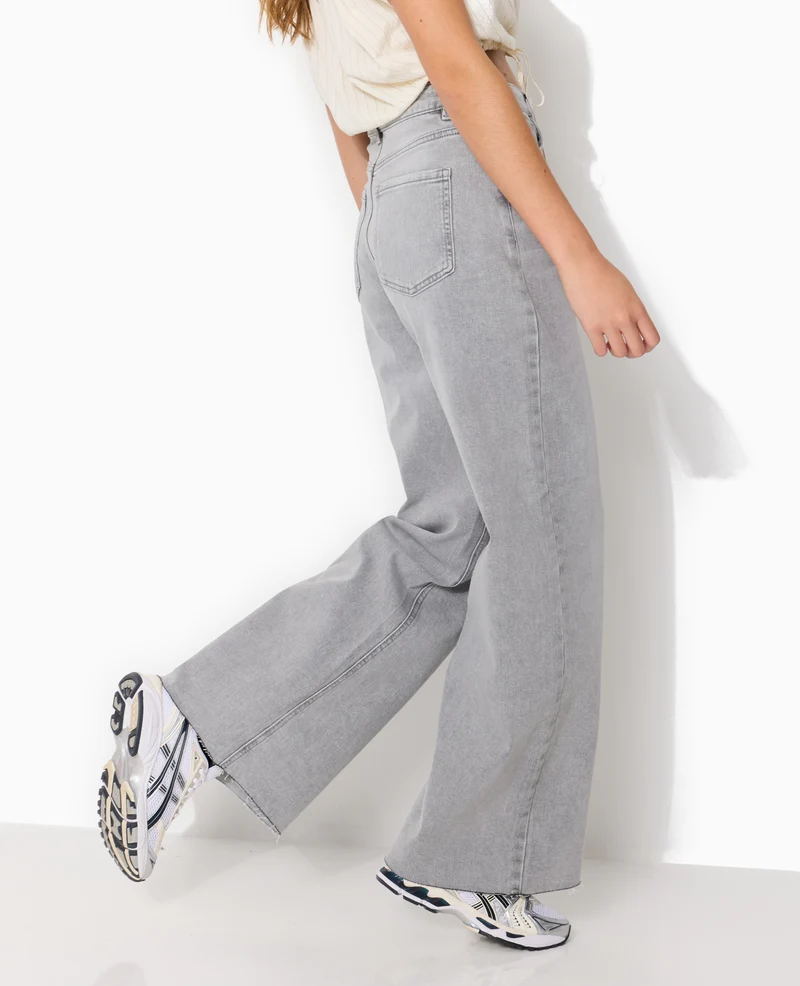 J71-1 / Jean wide taille haute avec bas coupés