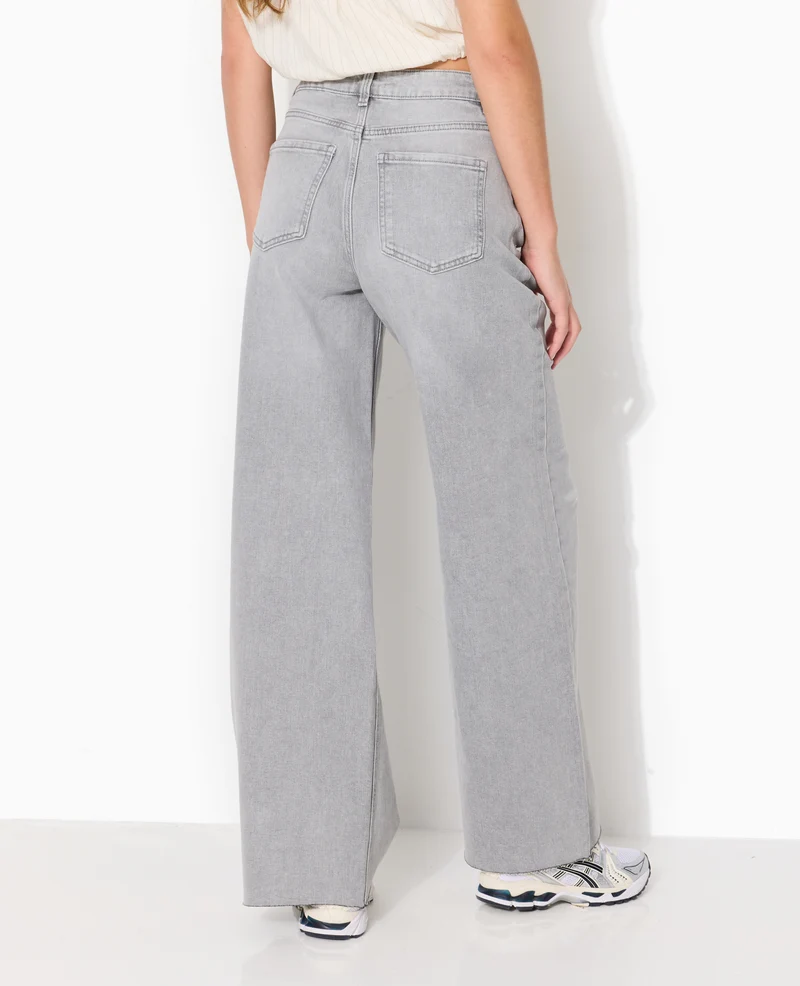 J71-1 / Jean wide taille haute avec bas coupés