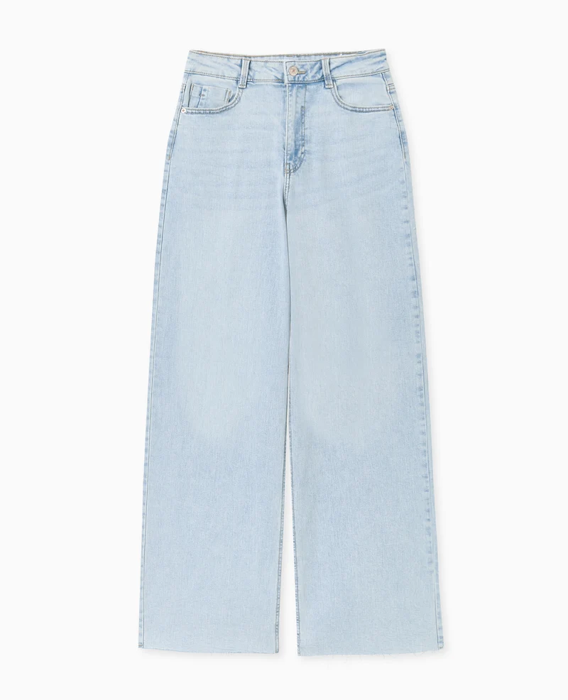 J71-1 / Jean wide taille haute avec bas coupés
