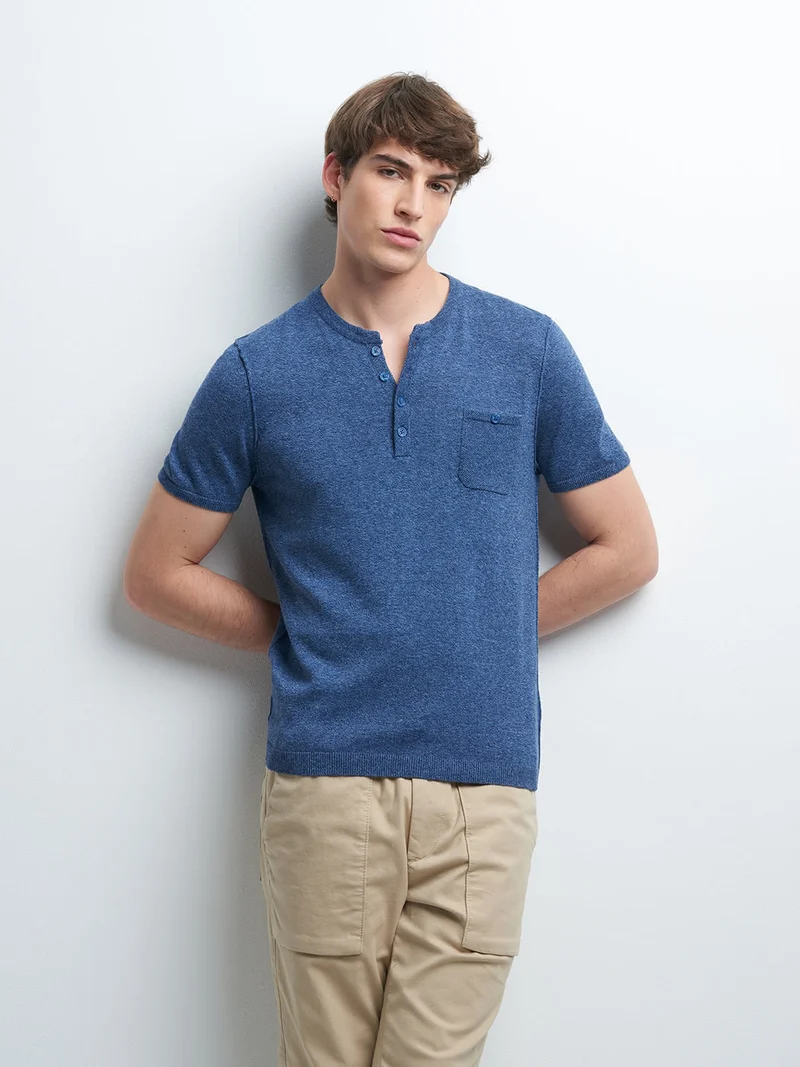 Polo maille col tunisien en coton