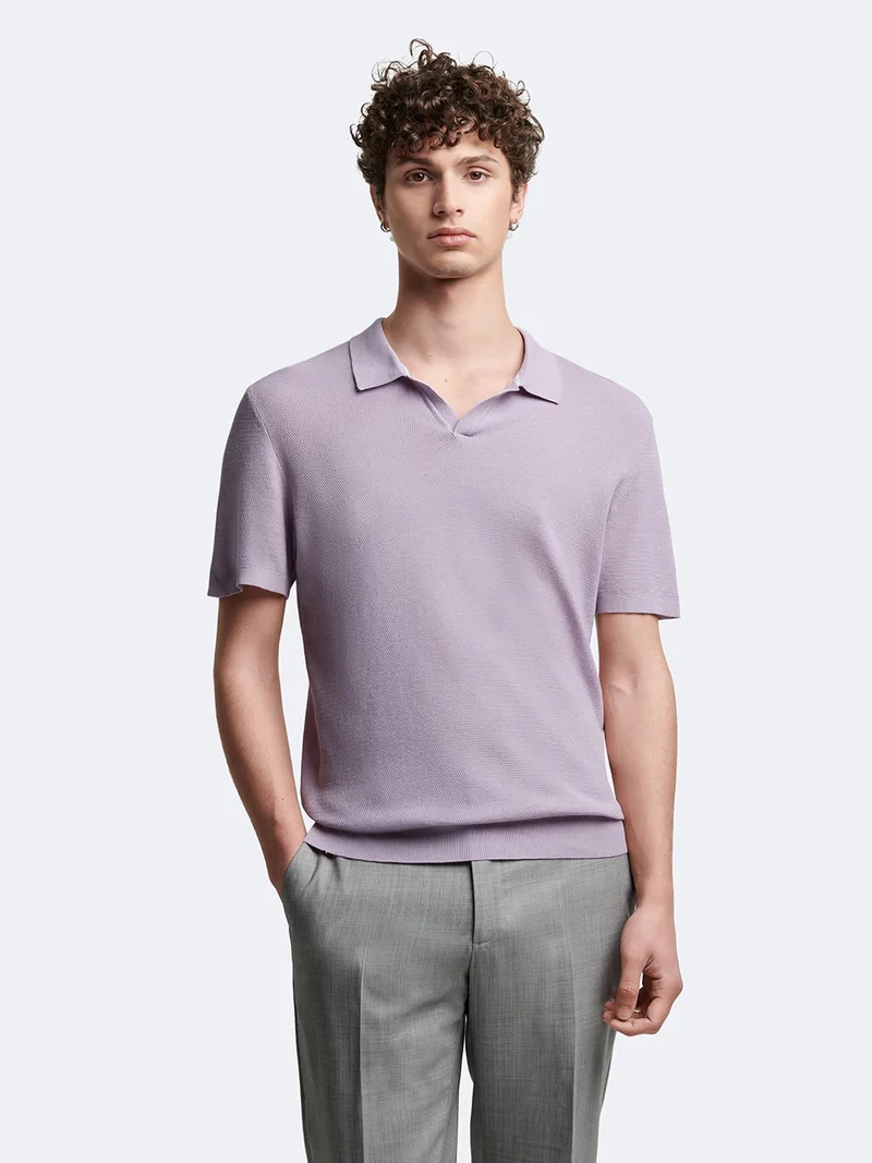 Polo maille col ouvert en coton bio