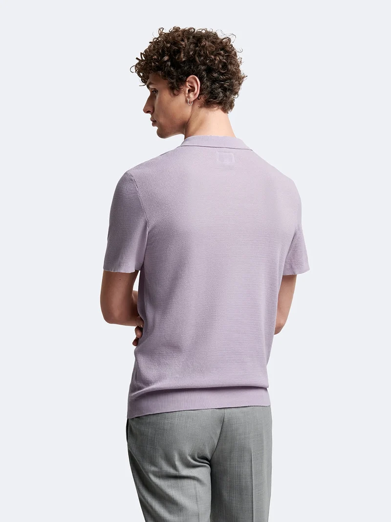 Polo maille col ouvert en coton bio
