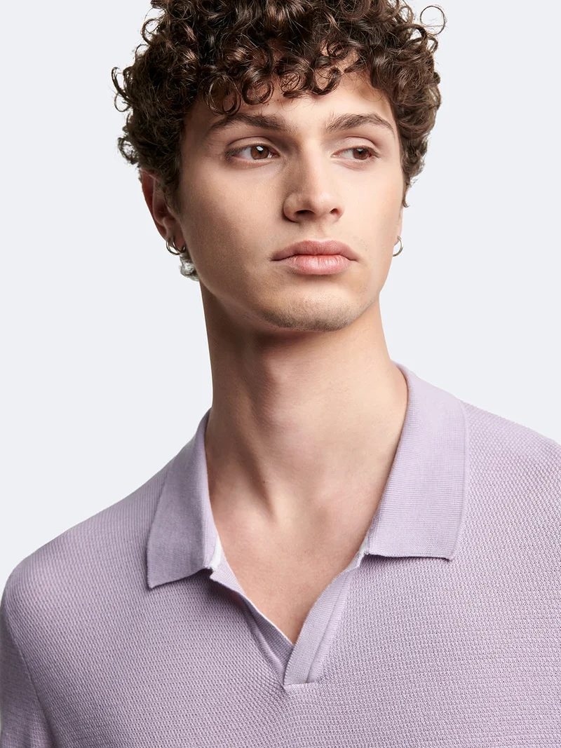 Polo maille col ouvert en coton bio