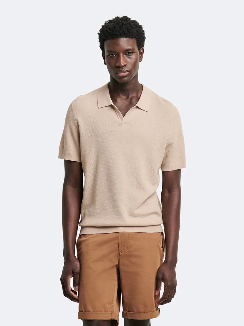 Polo maille col ouvert en coton bio