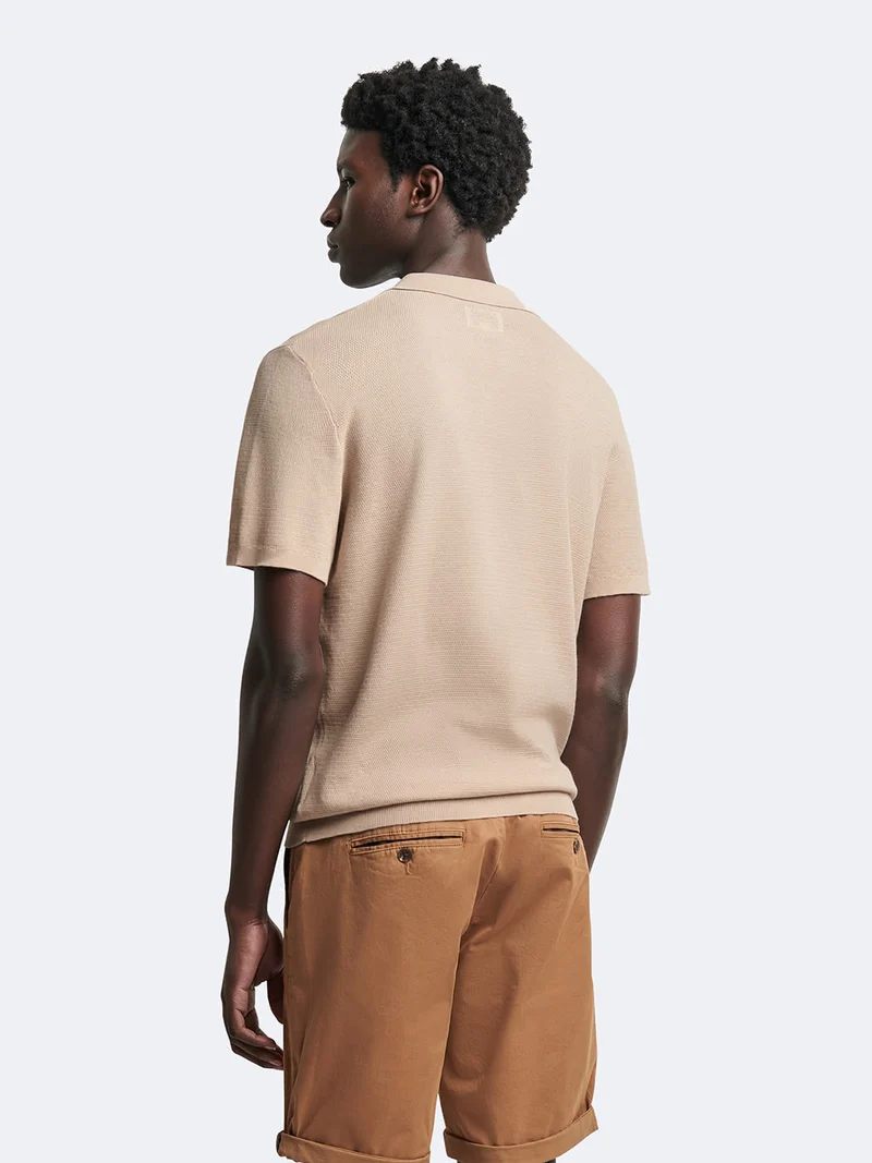 Polo maille col ouvert en coton bio