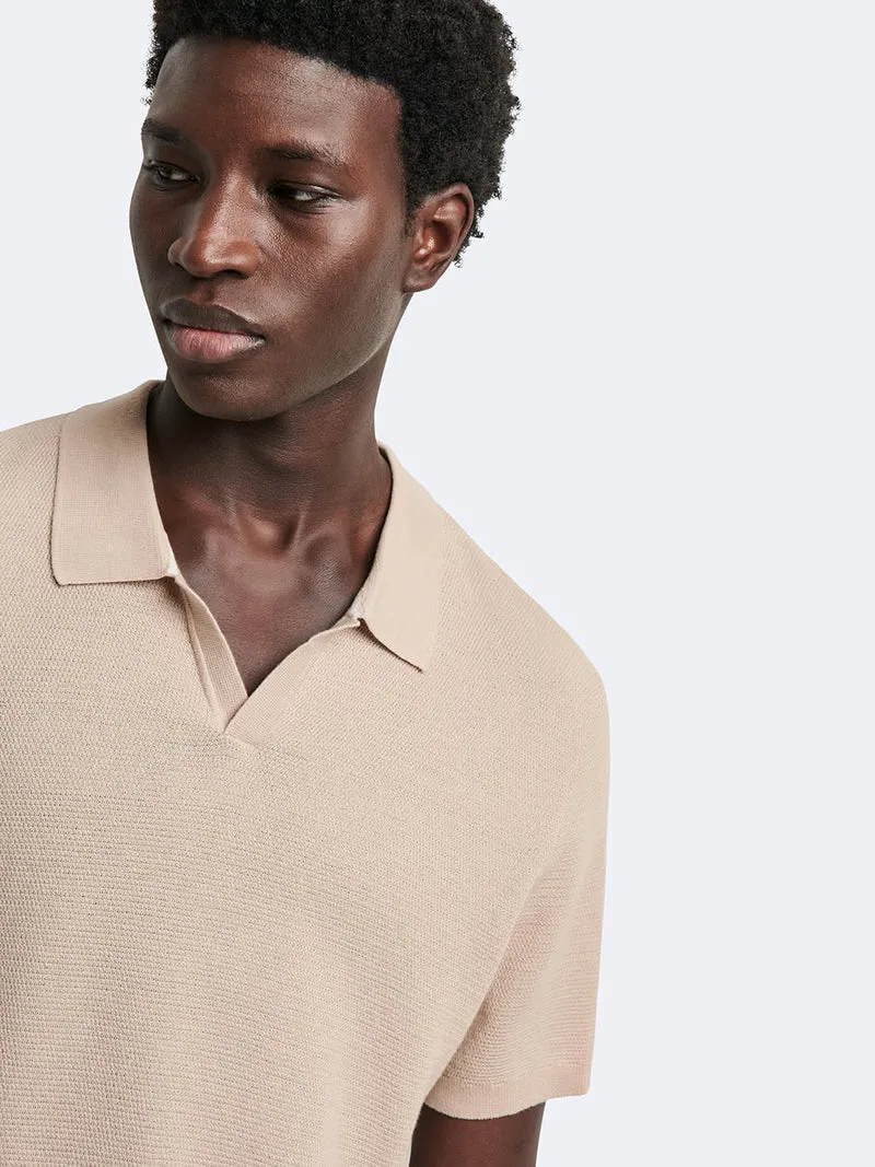 Polo maille col ouvert en coton bio