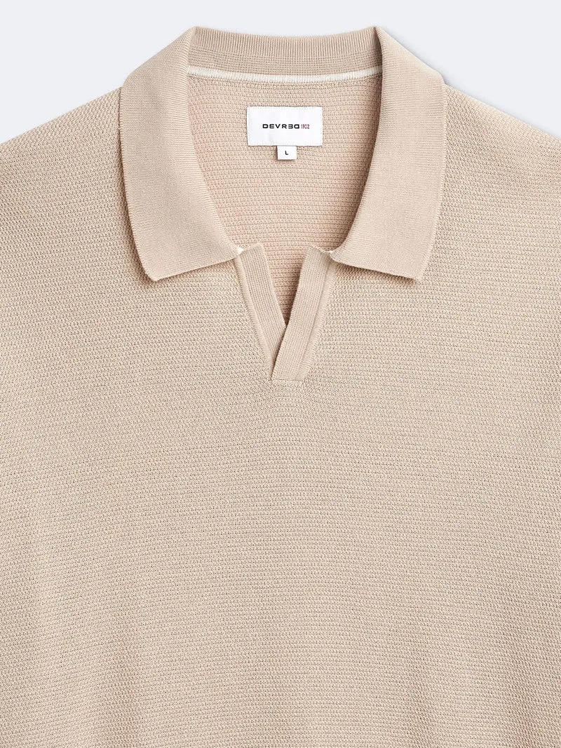 Polo maille col ouvert en coton bio