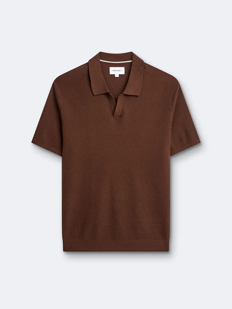 Polo maille col ouvert en coton bio