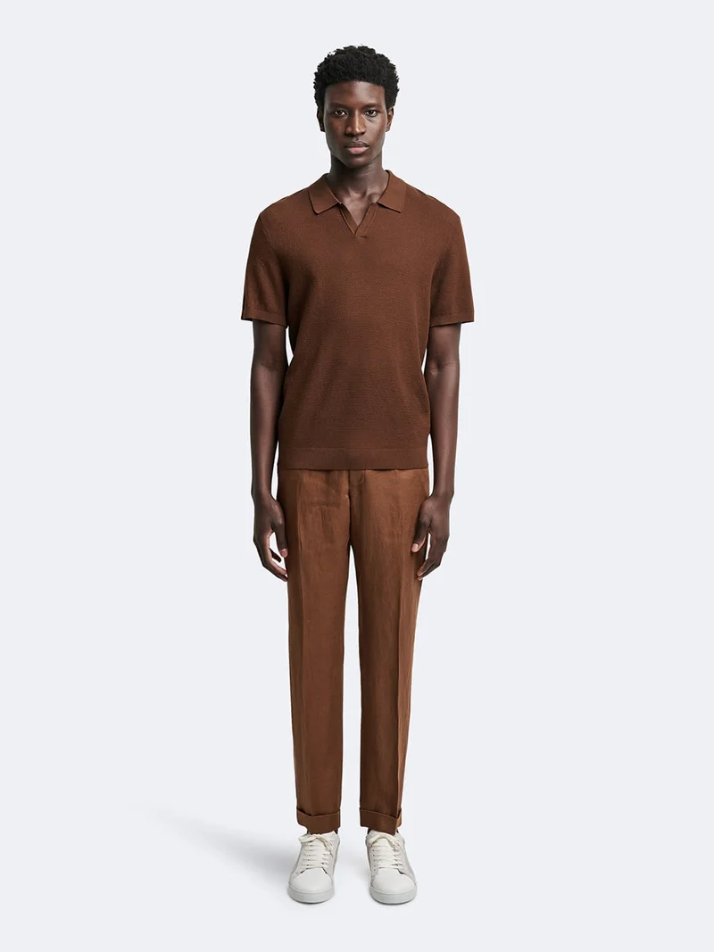 Polo maille col ouvert en coton bio
