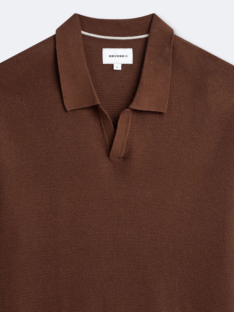 Polo maille col ouvert en coton bio