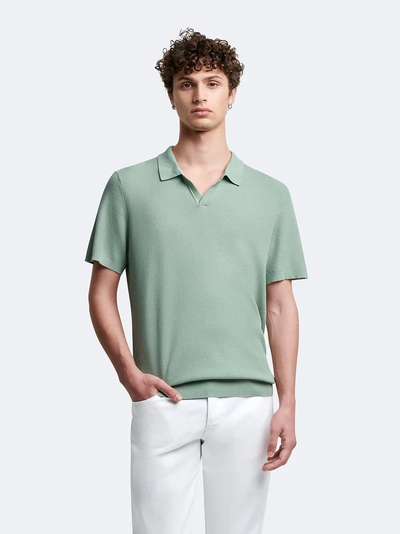 Polo maille col ouvert en coton bio