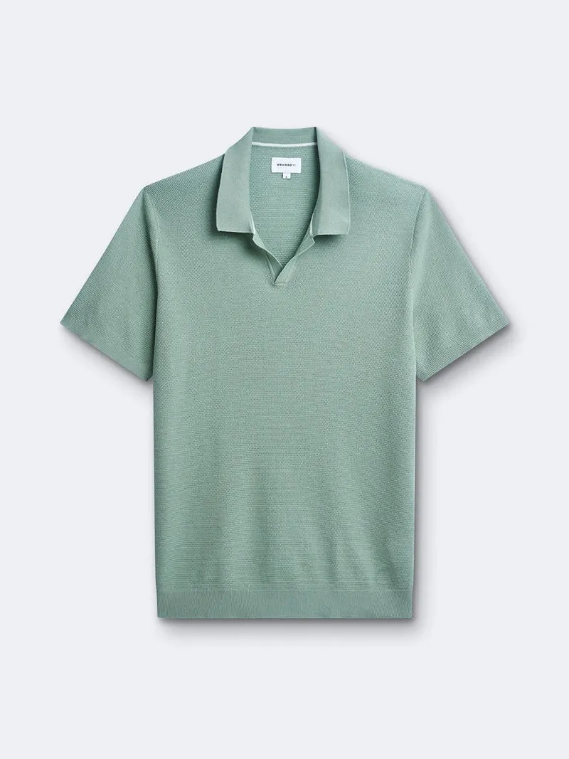 Polo maille col ouvert en coton bio