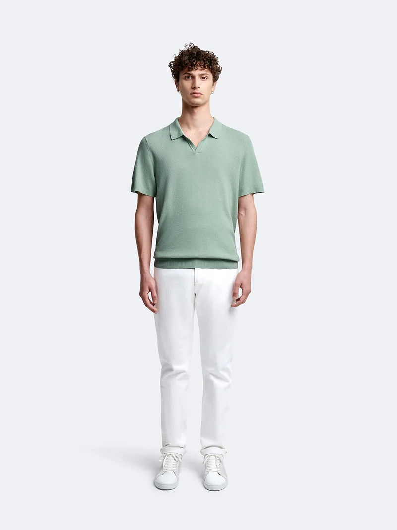Polo maille col ouvert en coton bio