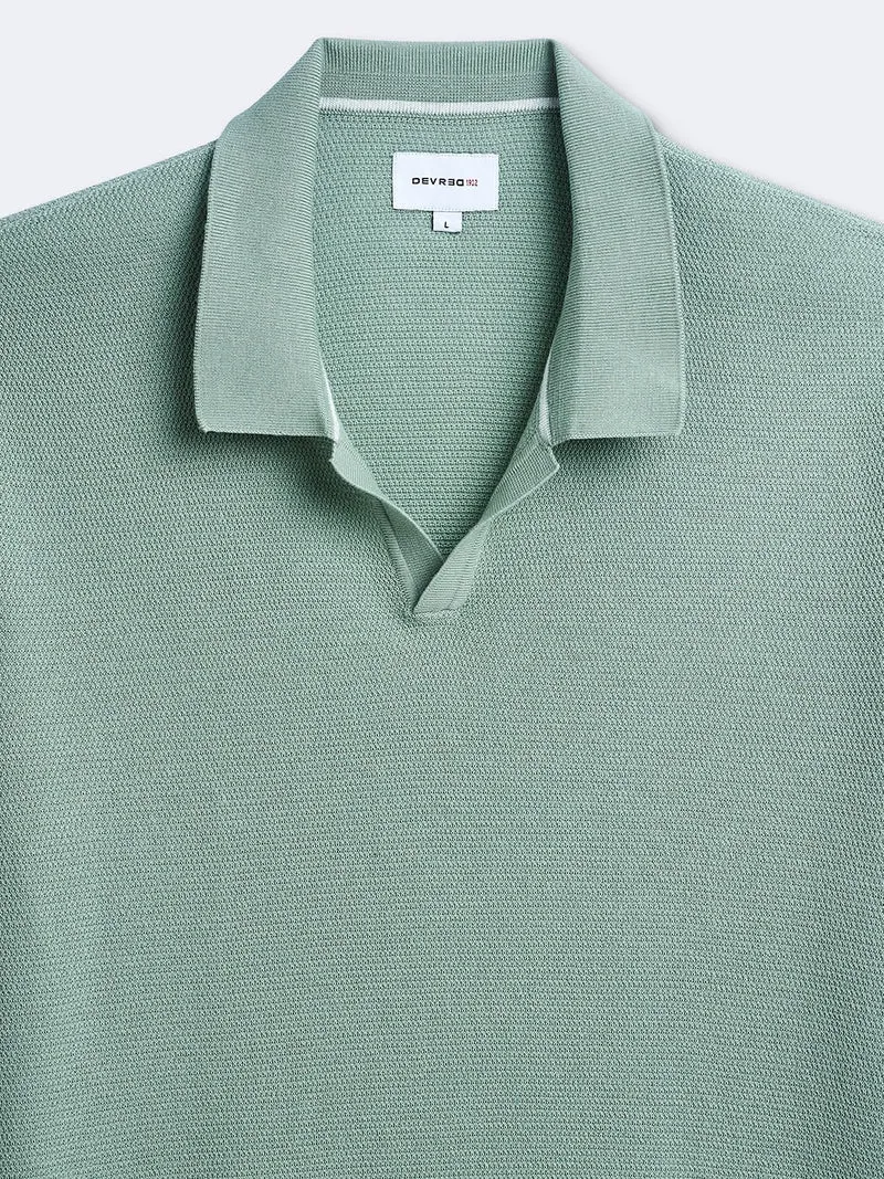 Polo maille col ouvert en coton bio