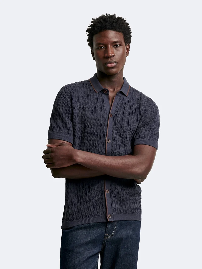 Polo manches courtes en coton rayé