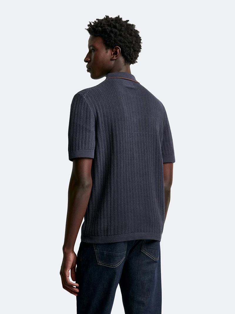 Polo manches courtes en coton rayé