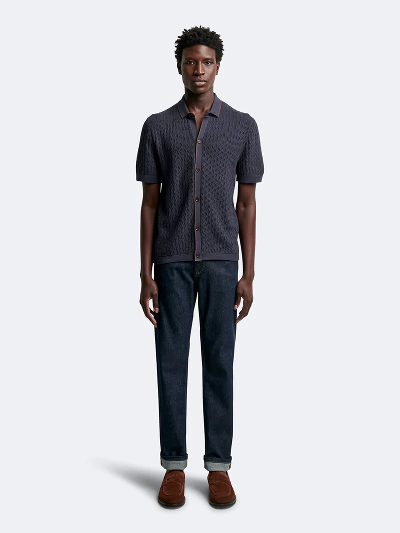 Polo manches courtes en coton rayé