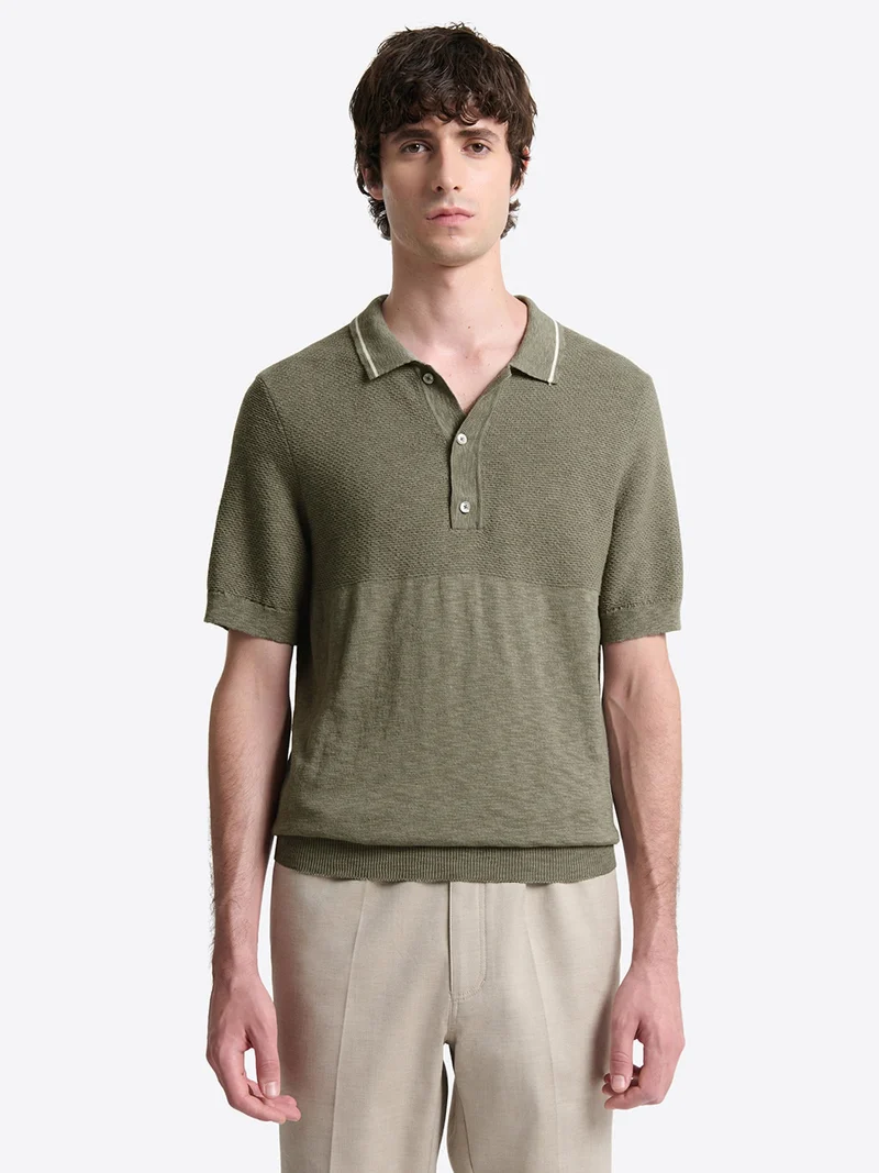 Polo maille boutonné en coton