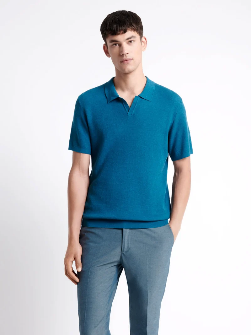 Polo maille col v 100% coton bio