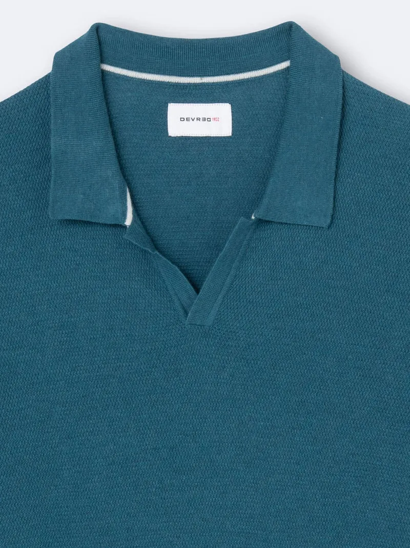 Polo maille col v 100% coton bio