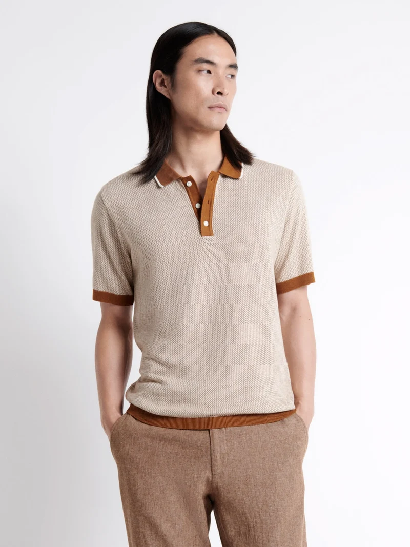 Polo maille col boutonné en coton