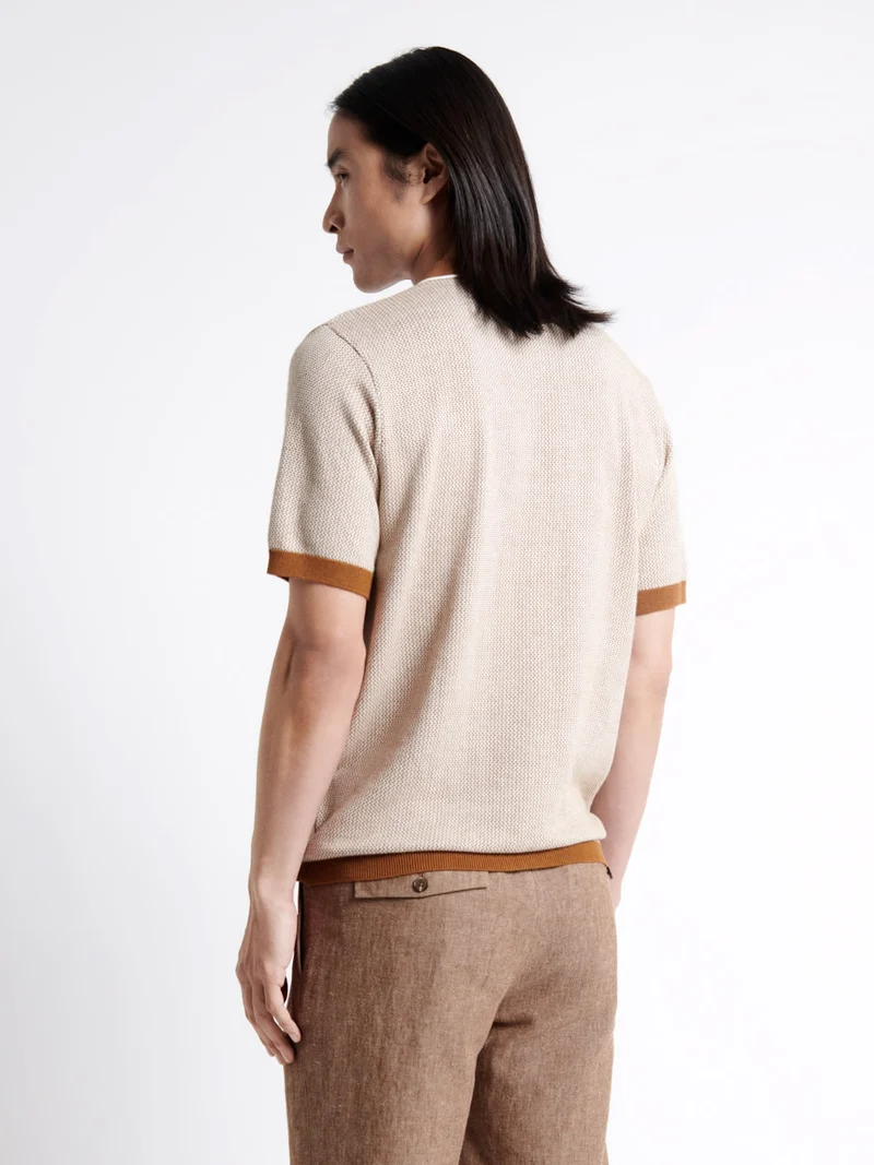 Polo maille col boutonné en coton