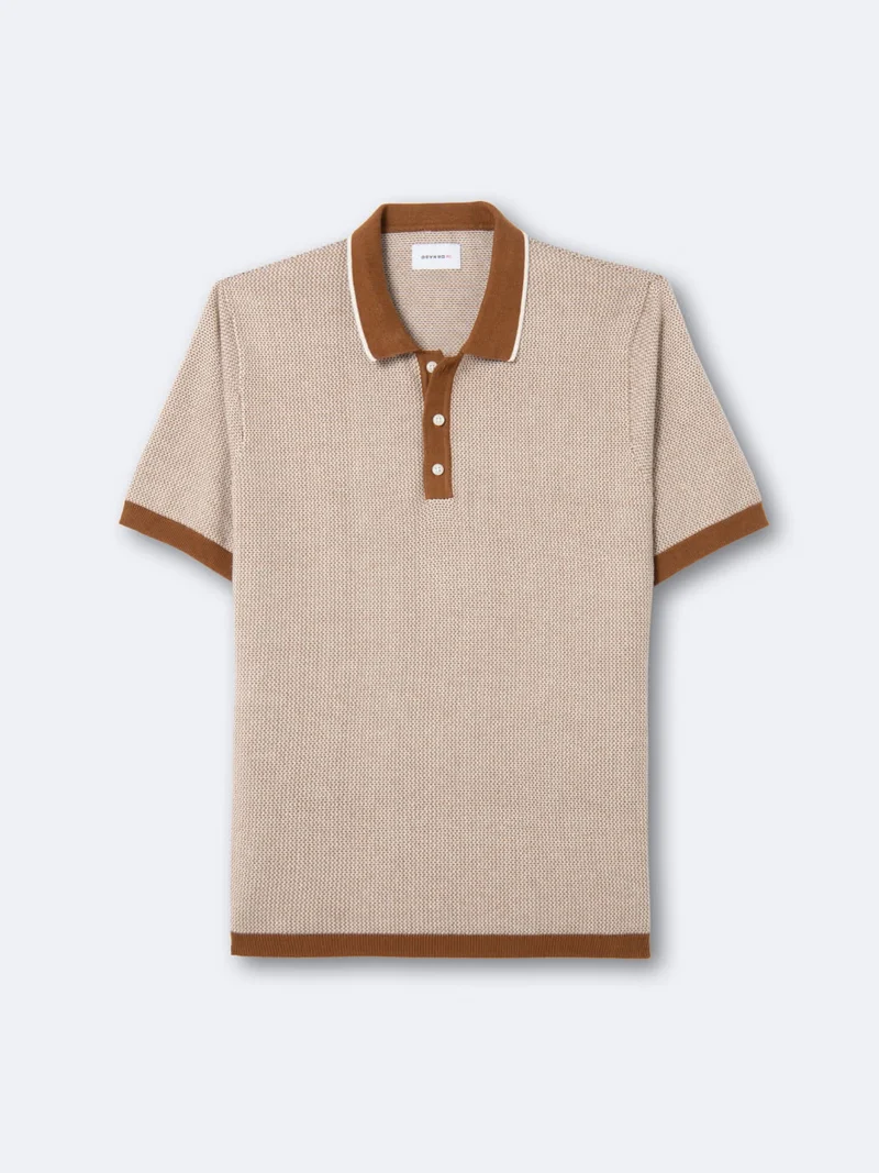 Polo maille col boutonné en coton
