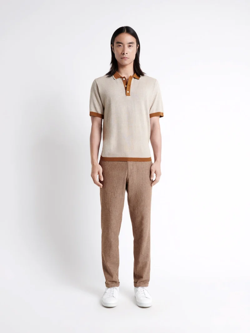 Polo maille col boutonné en coton