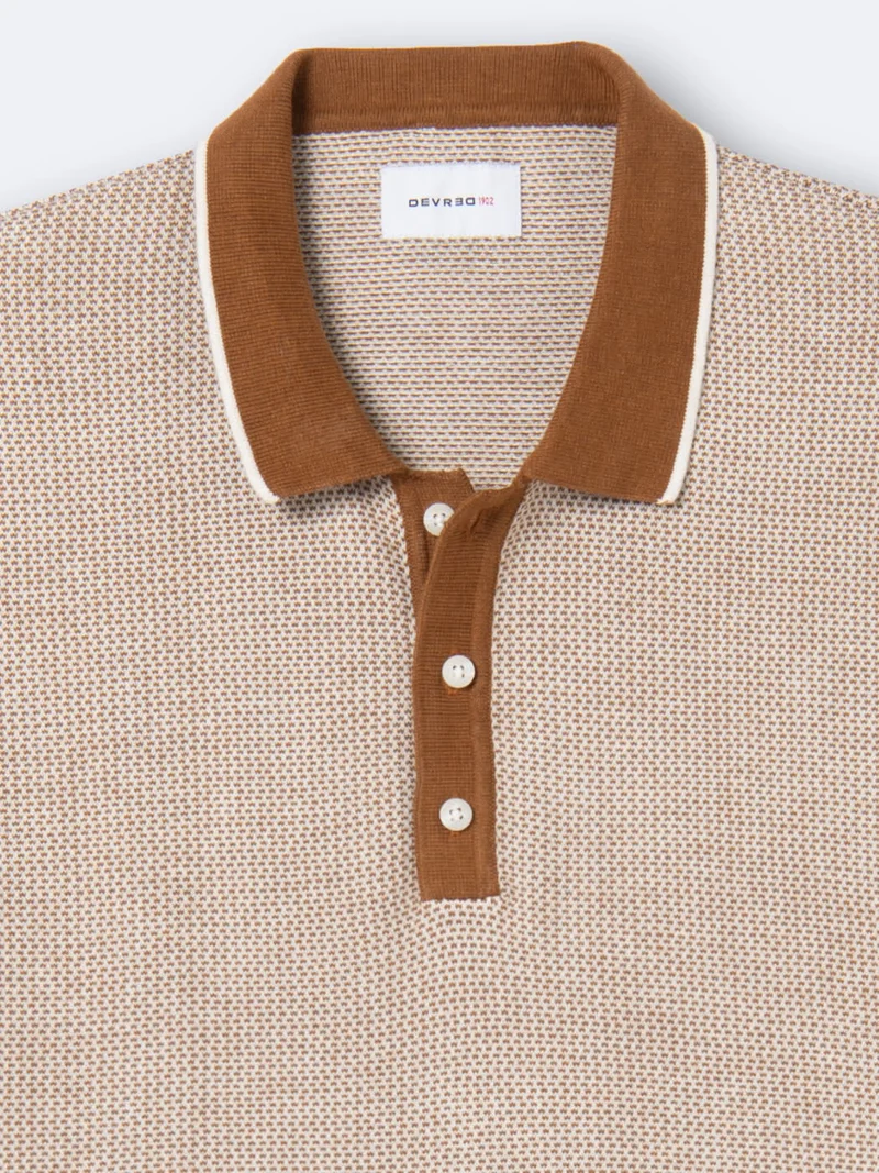 Polo maille col boutonné en coton