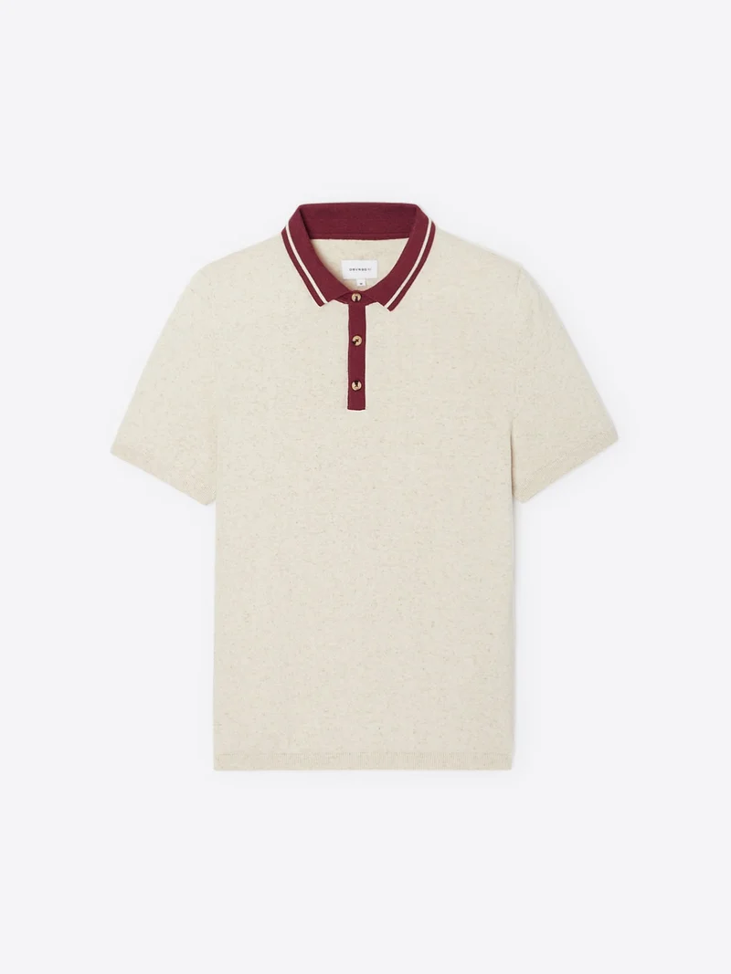Polo chiné col contrasté en coton