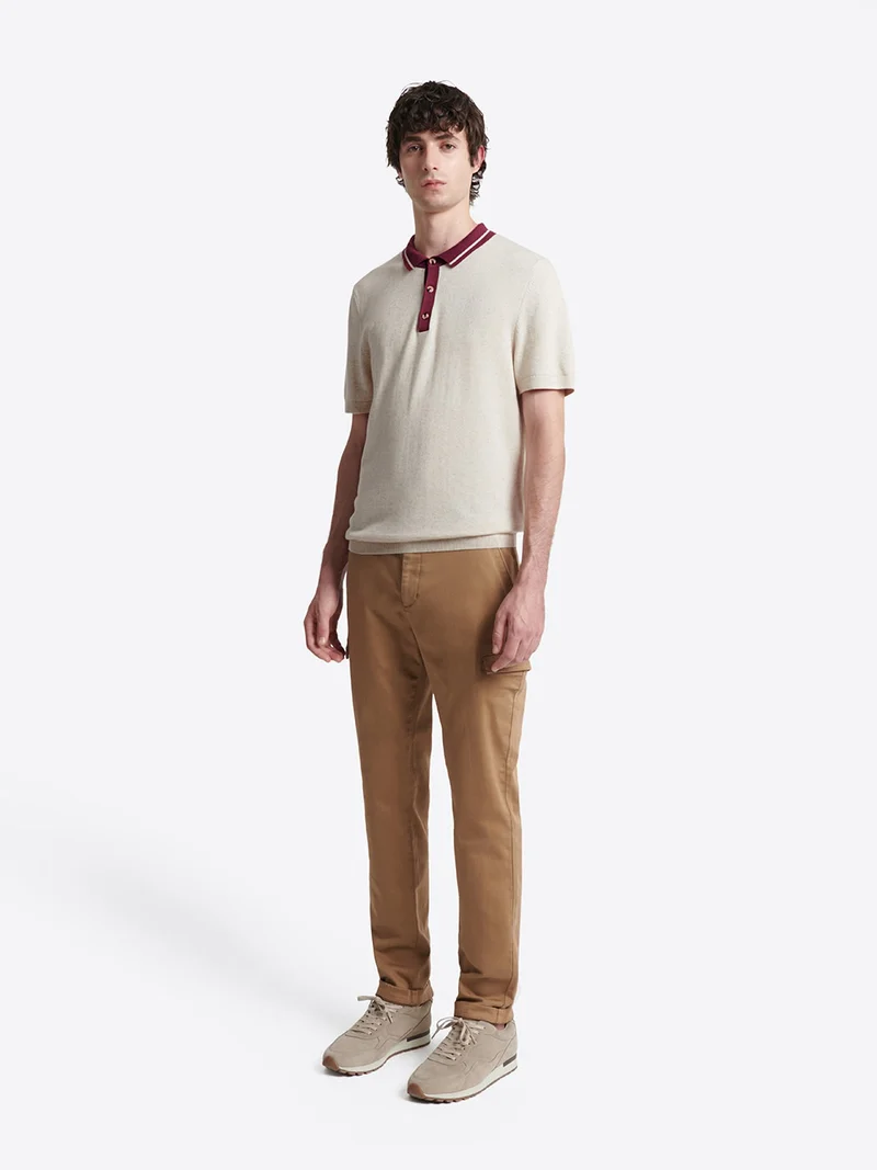 Polo chiné col contrasté en coton