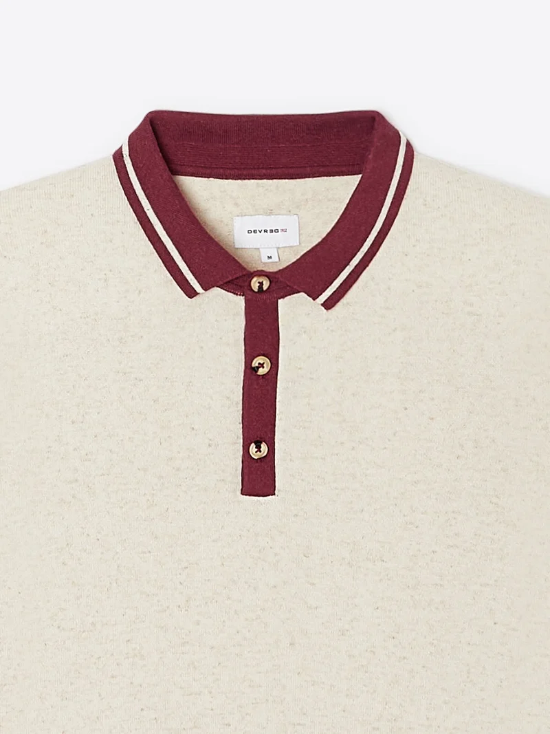 Polo chiné col contrasté en coton