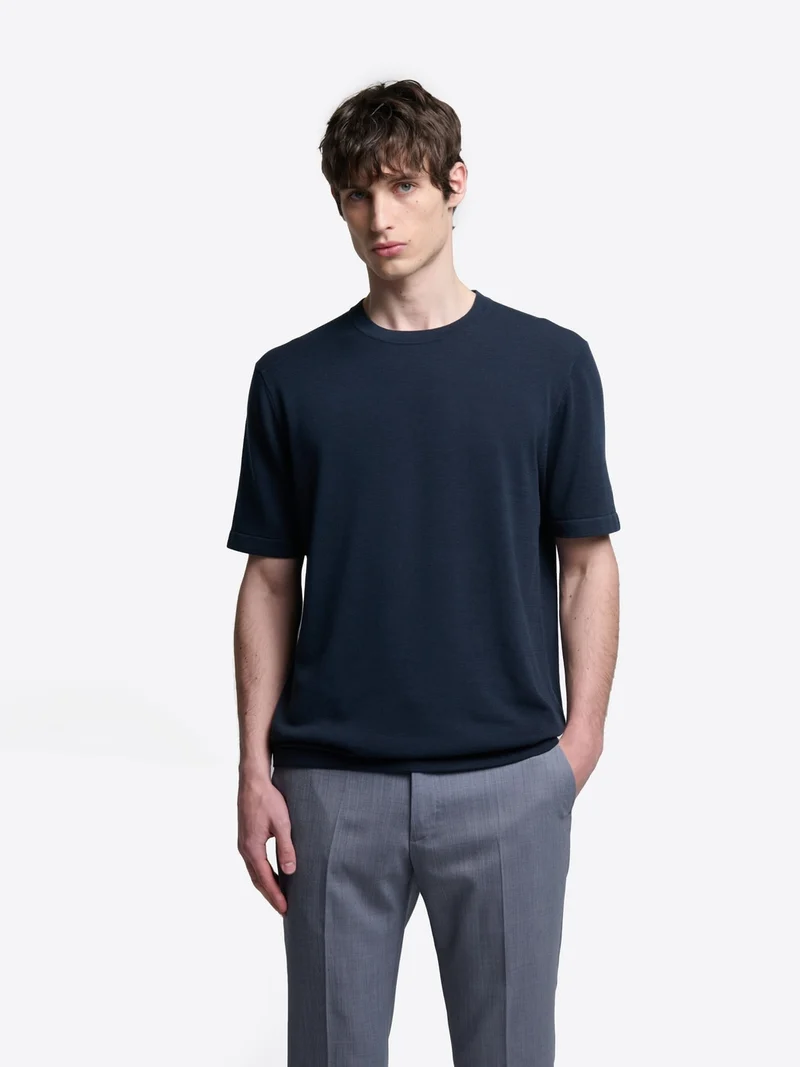 T-shirt maille col rond en coton
