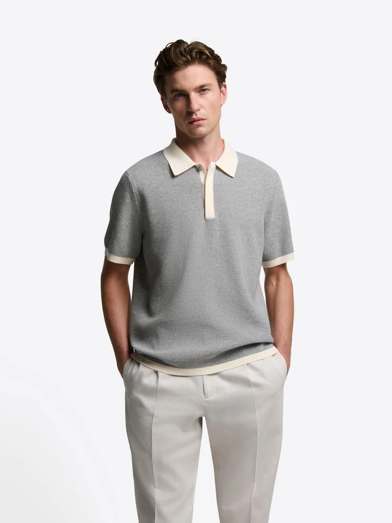 Polo maille boutonné en coton