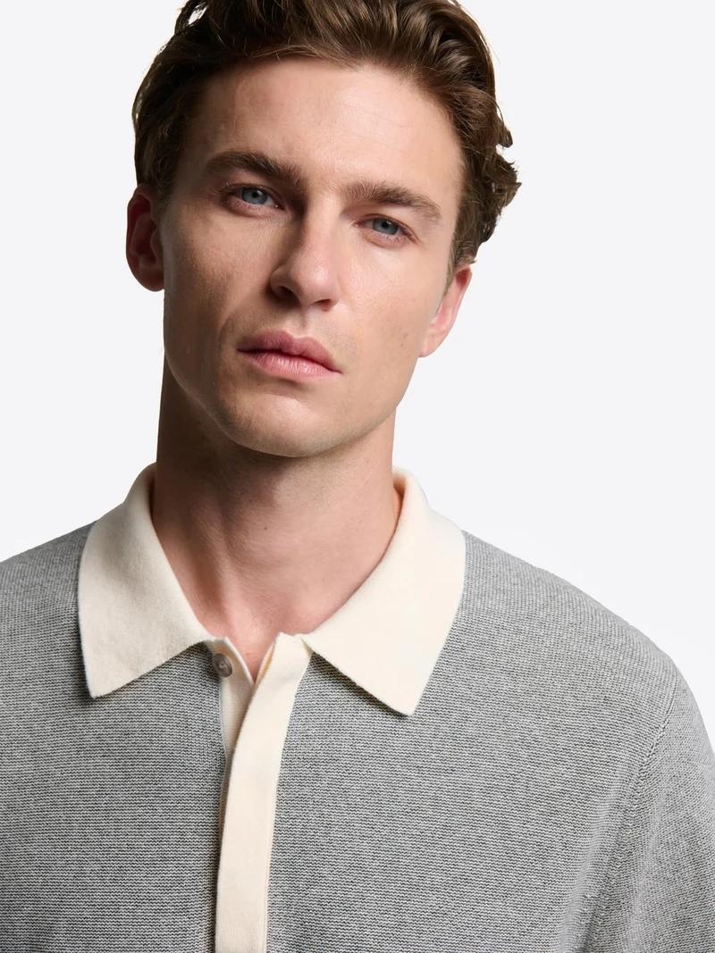 Polo maille boutonné en coton