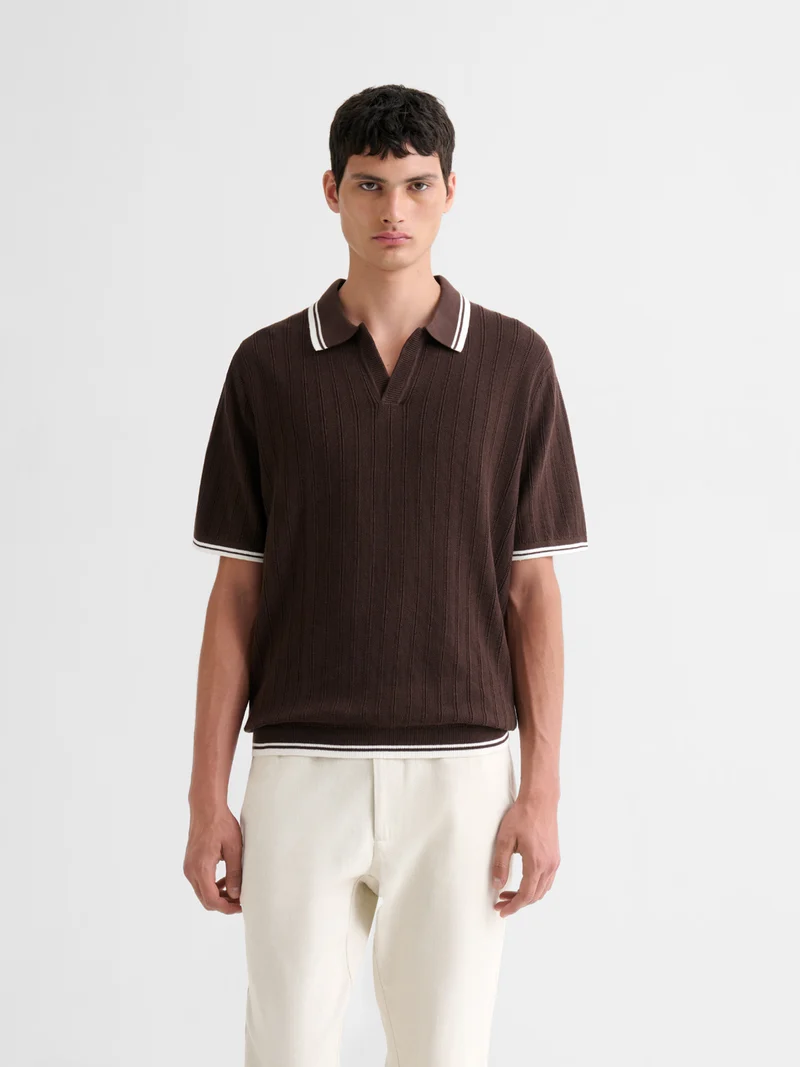Polo col ouvert en coton biologique