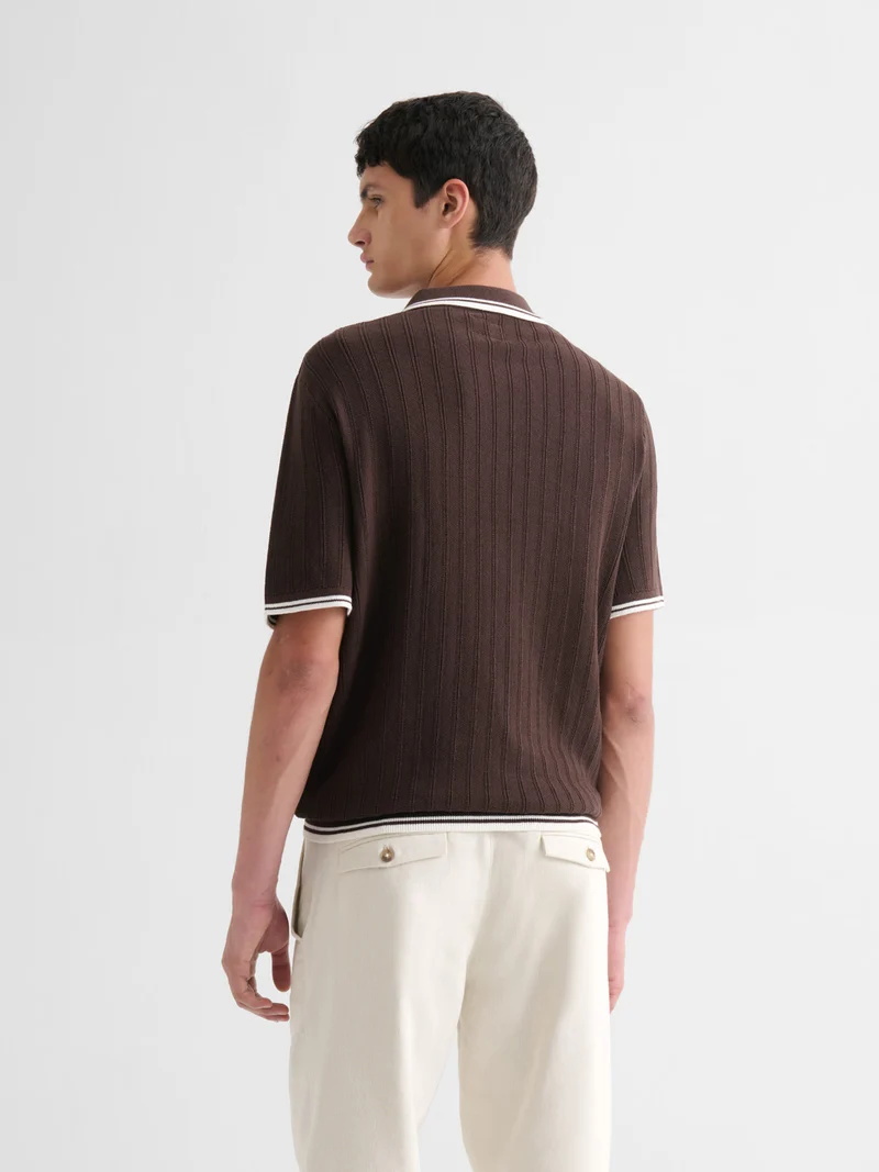Polo col ouvert en coton biologique
